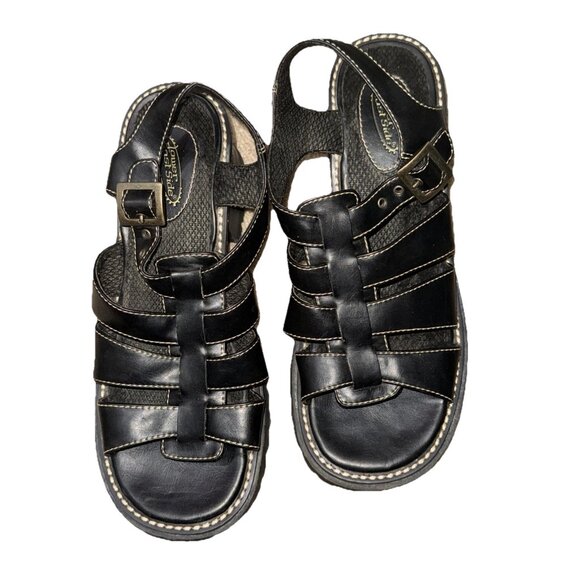 Lower East Side Black Chunky Sandals with Buckle Size 9.5 Standard - Picture 1 of 4
